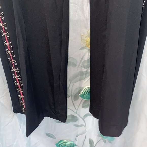 NWT CACHE TUXEDO LINE BLK/PNK HOOK&EYE PNTS SZ 12 - Picture 12 of 16